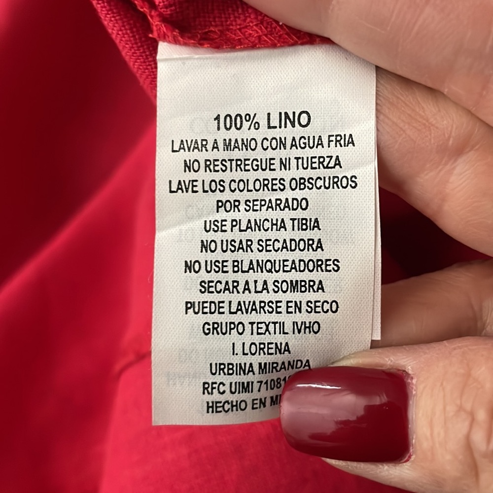 IVHO Red 100% Linen Midi Dress size XXL - Picture 8 of 8
